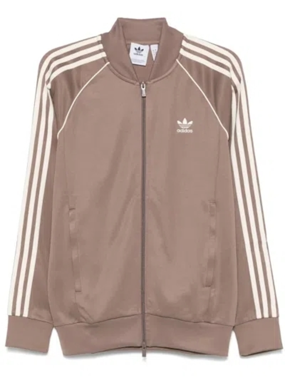 adidas Taupe Track Jacket with Cream Stripes